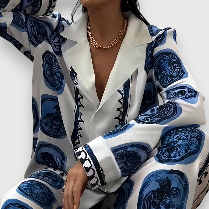 Jana - Dámský vzorovaný saténový komplet