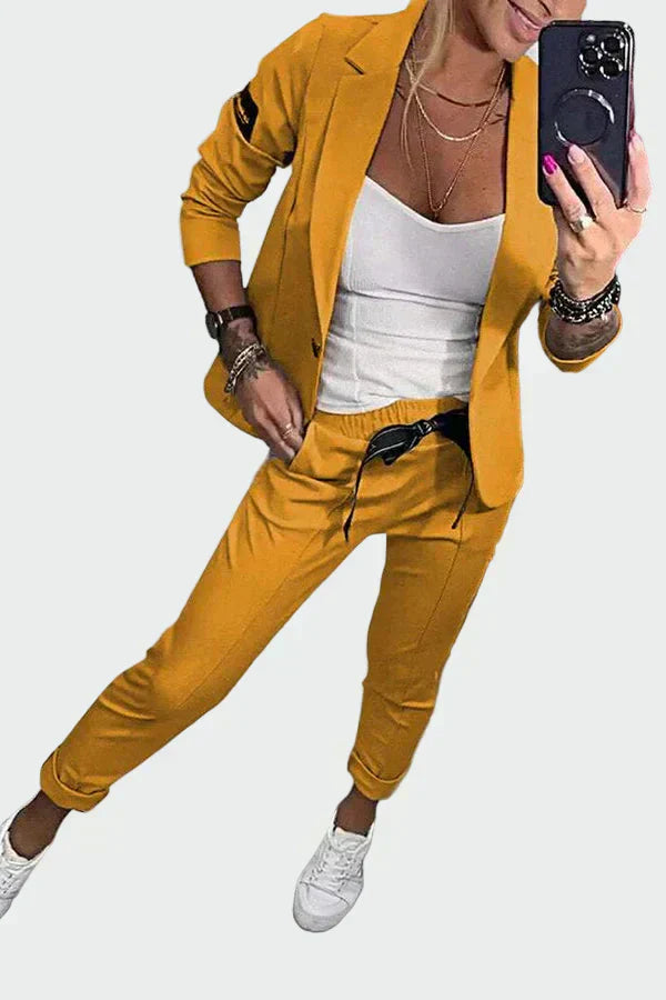 Jana - Dámský ležérní kalhotový komplet se sakem