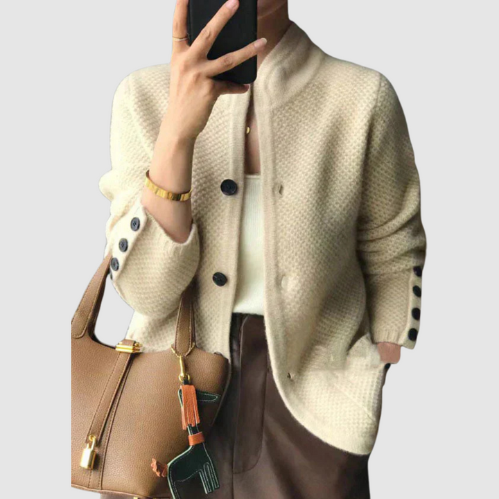 Mia - Pohodlná Pletená Svetrová Bunda