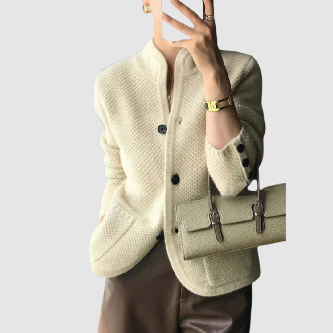 Mia - Pohodlná Pletená Svetrová Bunda