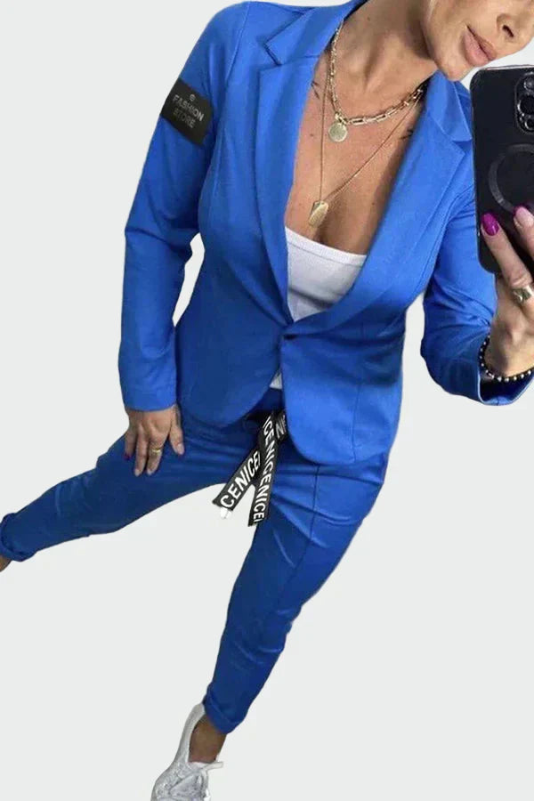 Jana - Dámský ležérní kalhotový komplet se sakem