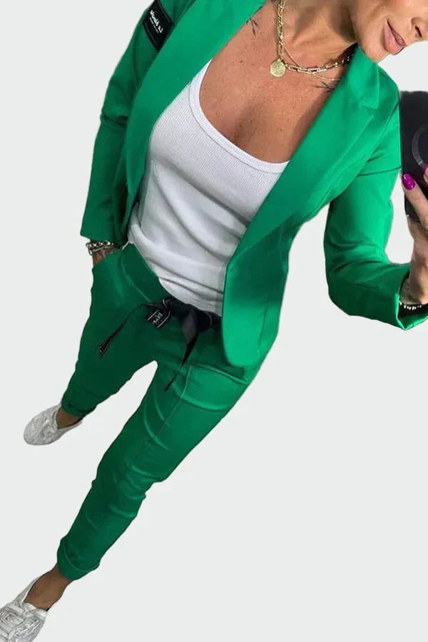 Jana - Dámský ležérní kalhotový komplet se sakem