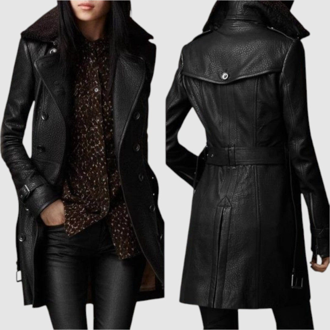 Laura - Elegantní 3/4 kožený kabát