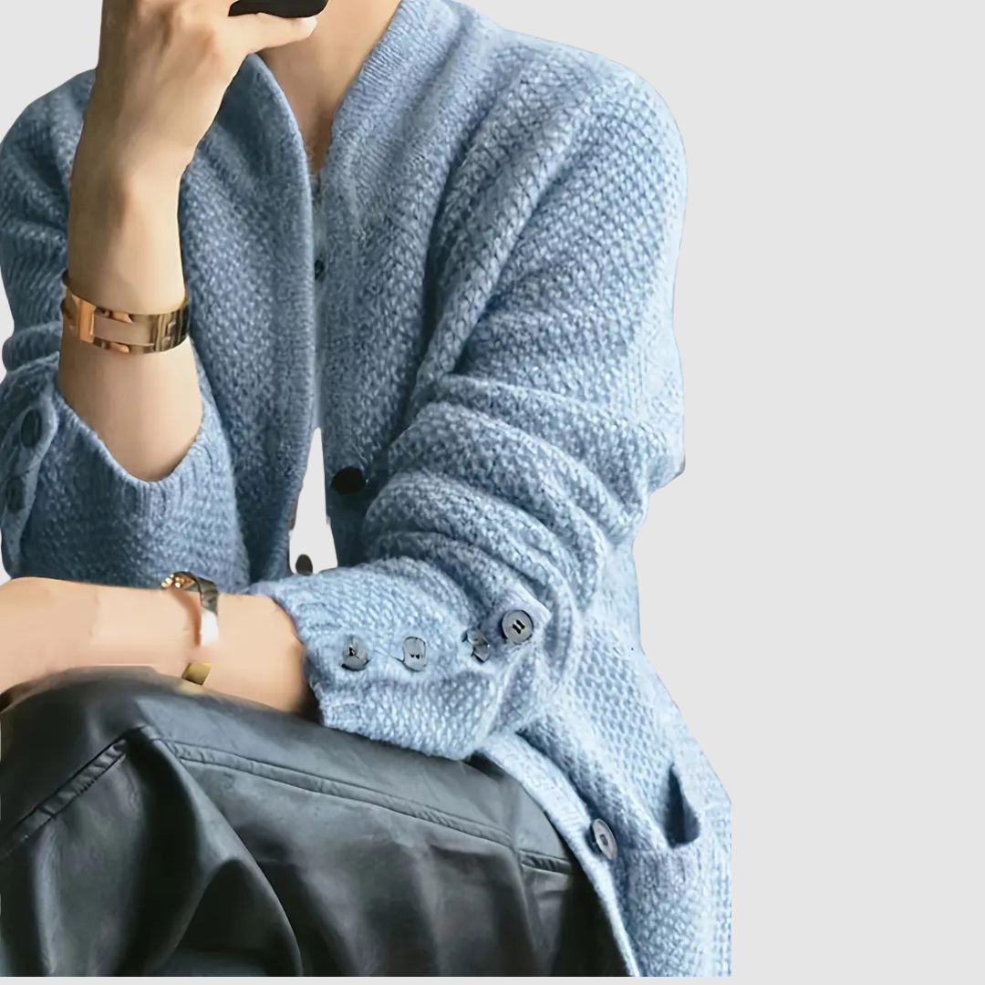 Mia - Pohodlná Pletená Svetrová Bunda