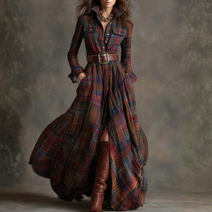 Barbora – Kárované maxi šaty