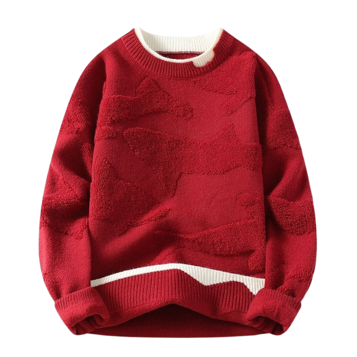 Svetr s texturovaným vzorem v abstraktním stylu