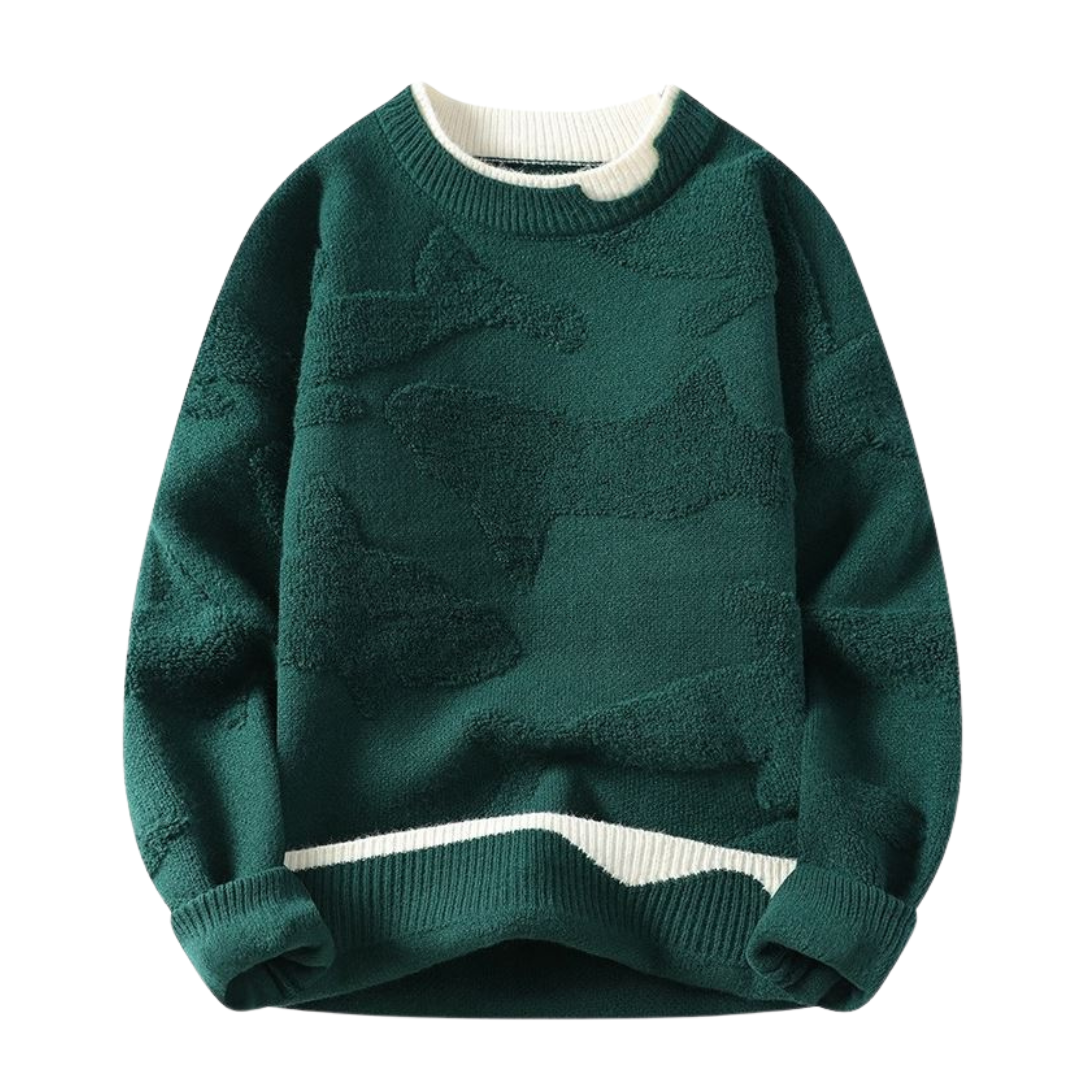 Svetr s texturovaným vzorem v abstraktním stylu