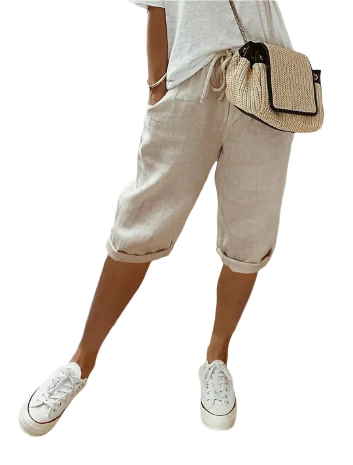 Elegantní dámské lněné kalhoty