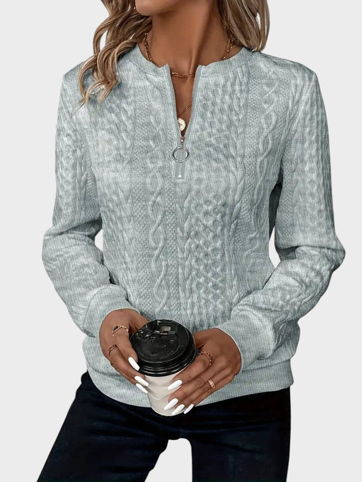 Elena | Dámský svetr s pleteným vzorem a zipem