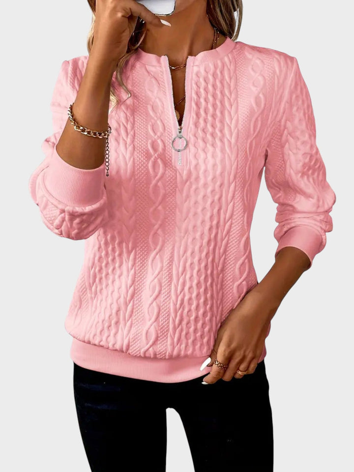 Elena | Dámský svetr s pleteným vzorem a zipem