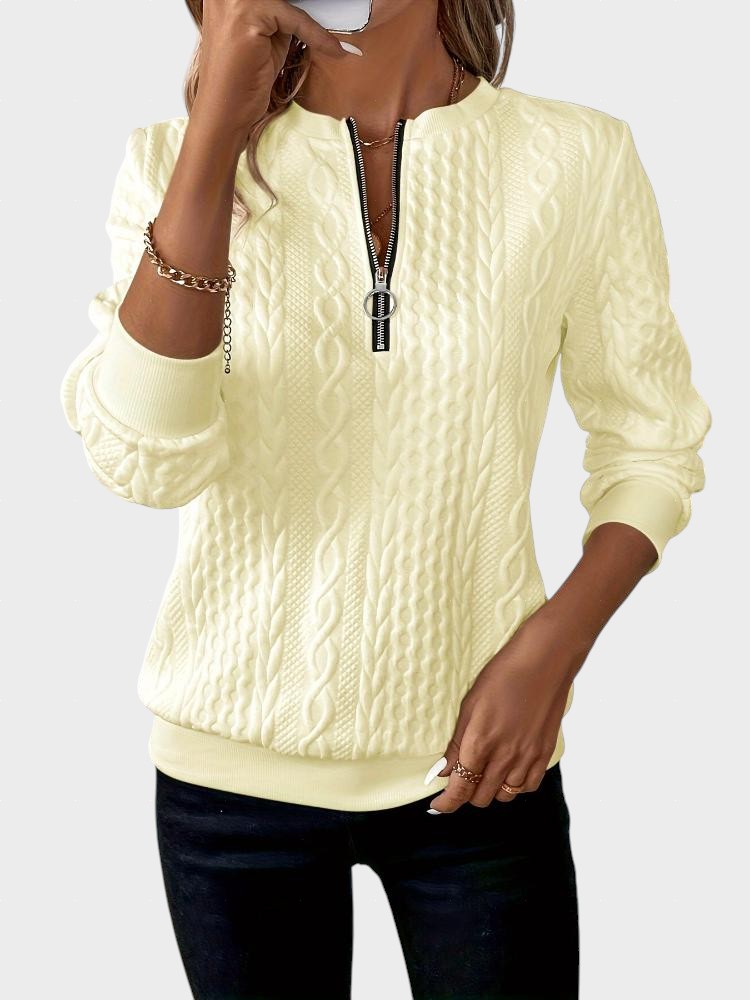 Elena | Dámský svetr s pleteným vzorem a zipem