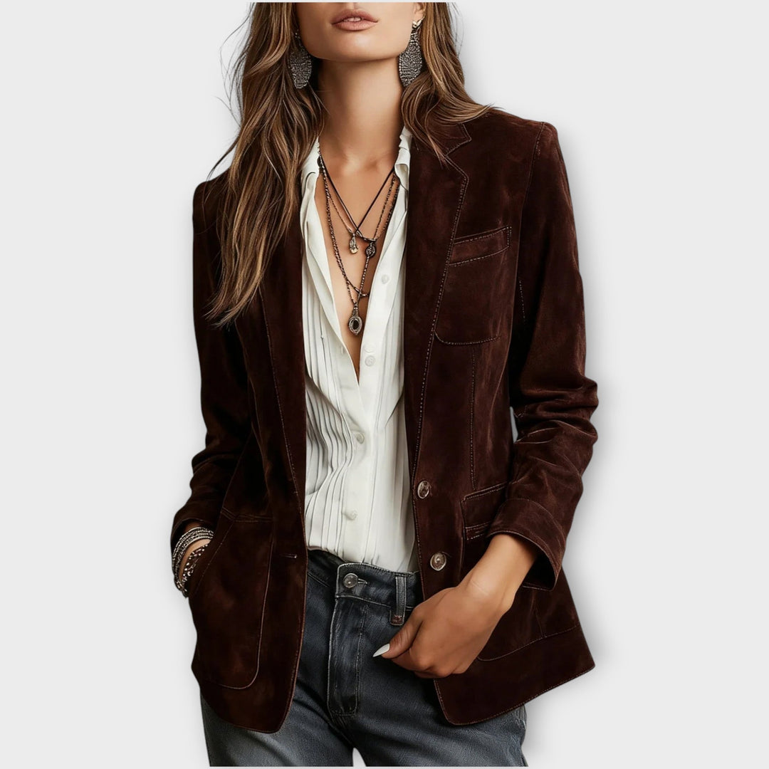 Vintage Hnědý Suede Blazer