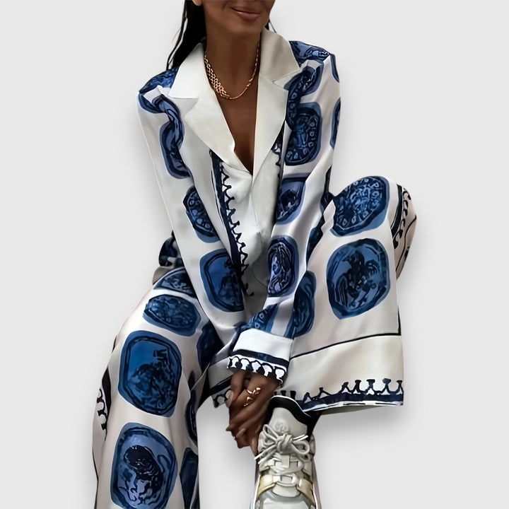 Meda - Dámský vzorovaný saténový komplet