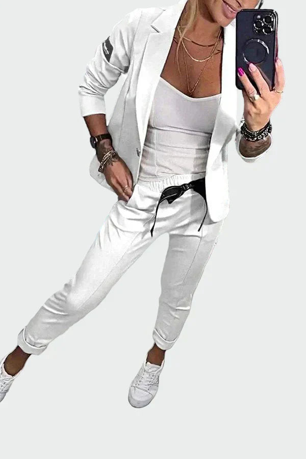 Nora - Dámský ležérní kalhotový komplet se sakem