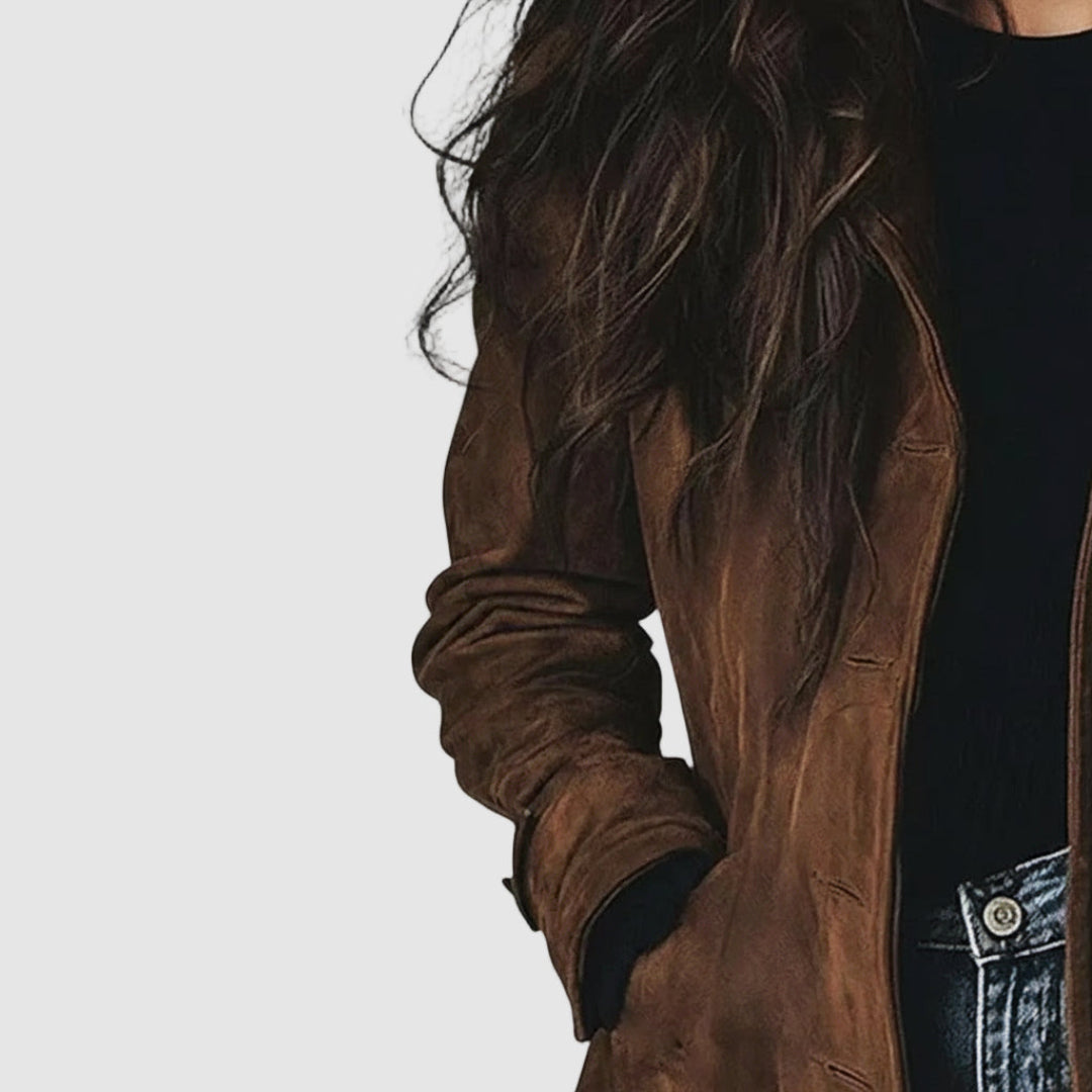 Anna – Široký semišový kabát 